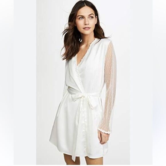 Flora Nikrooz Showstopper Charmeuse Cover-Up Robe in Ivory M NWT - Picture 1 of 13